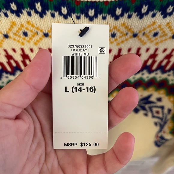 NWT! Boy’s POLO Ralph Lauren snowflake cotton & wool blend sweater Lg (14/16) - Picture 4 of 6